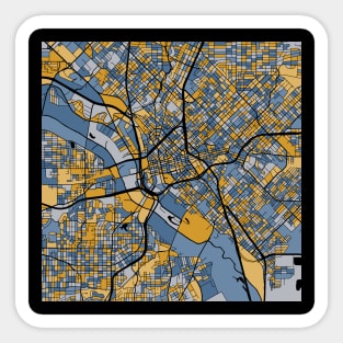 Dallas Map Pattern in Blue & Gold Sticker